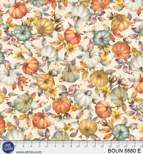 P & B Textiles - Bountiful - Pumpkin Patch All Over, Ecru