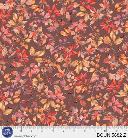 P & B Textiles - Bountiful - Packed Fall Foliage, Black