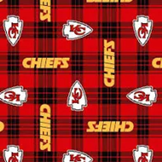 Fabric Traditions - NFL Fleece - Kansas City Chiefs, Plaid Red