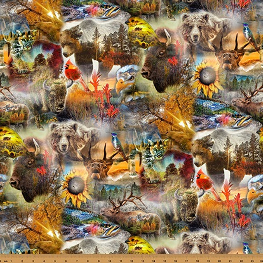 Hoffman California - Nature Woven - Animal Collage, Earth