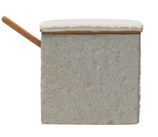 Stoneware Salt Cellar with Spoon