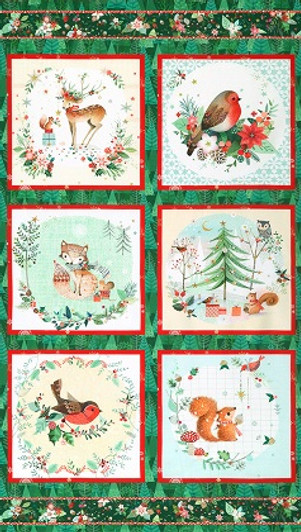 Robert Kaufman - Festive Fauna - 24" Block Panel, Holiday