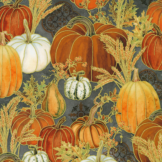Robert Kaufman - Warm Welcome - Pumpkins, Graphite