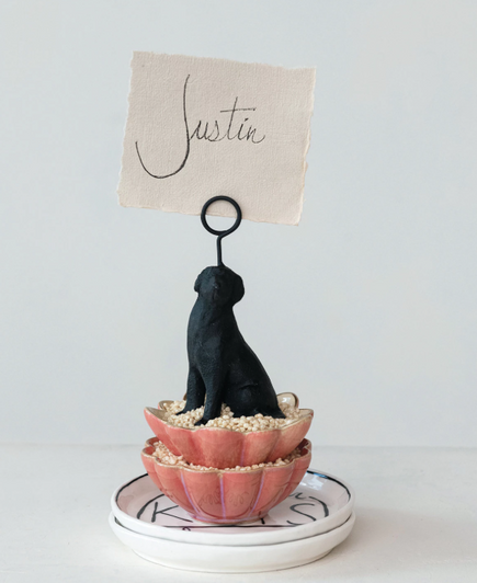 Cast Iron Lab Shaped Place Card/Photo Holder