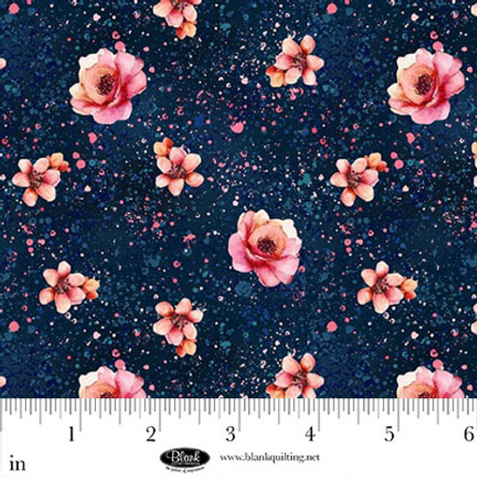 Blank Quilting - Panda Paradise - Small Floral, Navy