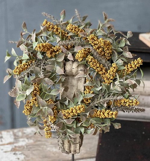 Candle Ring - Autumn Herbs 12", Mustard