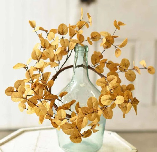 Candle Ring - Penny Leaf 16", Mustard