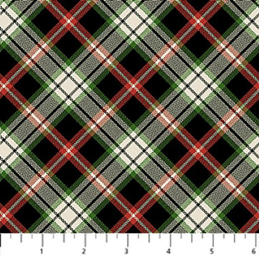 Northcott - Highland Heart - Plaid, Black