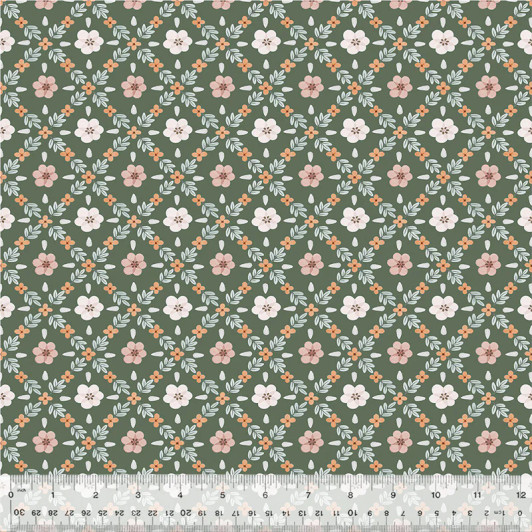Windham Fabrics - Petal and Purr - Garden Lattice, Sage