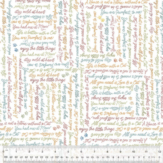 Windham Fabrics - Petal and Purr - You Had Me At Meow, White