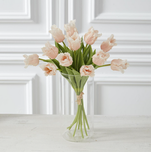 13" Parrot Tulip Bundle, Real Touch - Light Peach