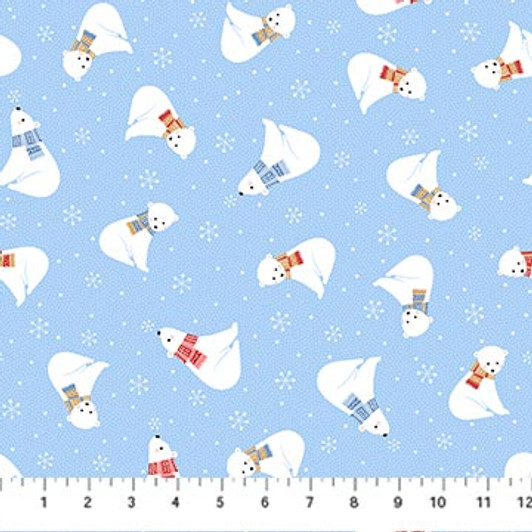 Patrick Lose - Bear Hugs Flannel - Bears & Snowflakes, Baby Blue