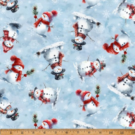 Hoffman California - Cozy Tidings - Snowmen, Ice Blue