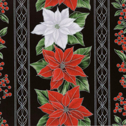 Hoffman California - Blooming Holidays - Border Stripe, Onyx/Silver