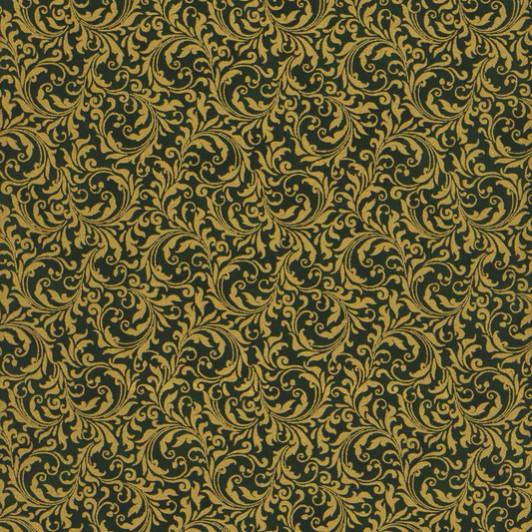 Hoffman California - Blooming Holidays - Scroll, Black/Gold