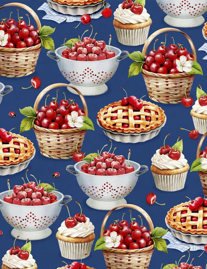 Wilmington Prints - Sweet Cherry - Cherry Treats Allover, Navy
