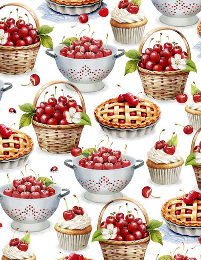 Wilmington Prints - Sweet Cherry - Cherry Treats Allover, White