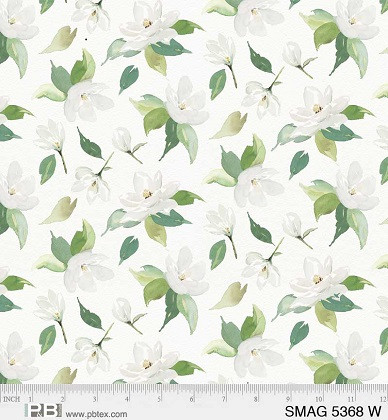 P & B Textiles - Sweet Magnolia - Tossed Floral, White
