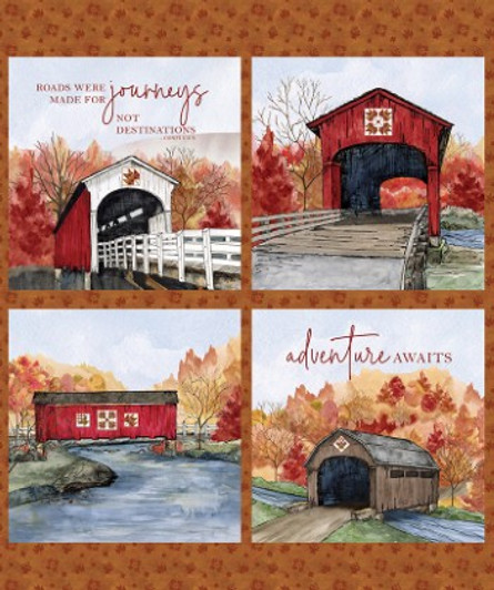 Riley Blake - Covered Bridges in Fall - 36" Pillow Panel, Multi