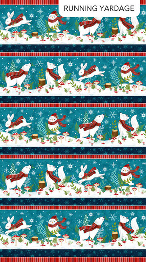 Northcott - Woodland Wishes - Border Stripe, Teal