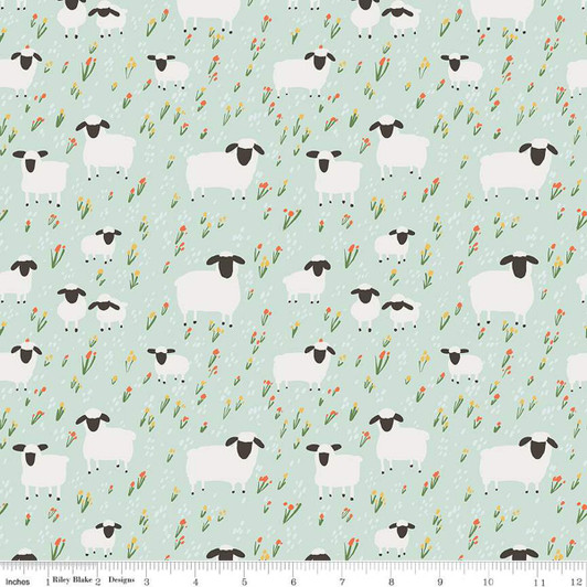 Riley Blake - Designer Flannel - Little Lambs, Mint