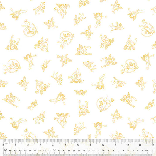 Windham Fabrics - Celestine - Angelic Toile, Cloud/Gold