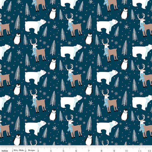 Riley Blake - Winter Magic - Main Print, Navy