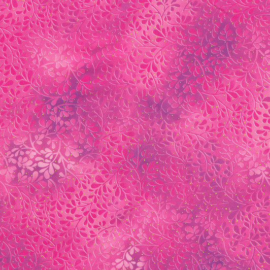 Robert Kaufman - Mixed Metallics - Leaves w/Gold Metallic Dots, Azalea