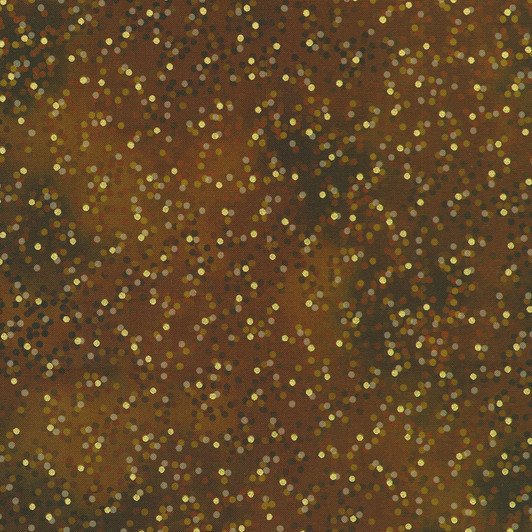 Robert Kaufman - Mixed Metallics - Dots w/Gold Metallic Dots, Espresso