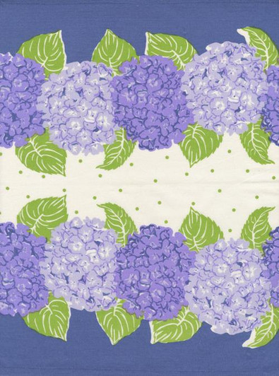 Moda - Classic Retro Floral Toweling - 16" Hemmed Edge, Hydrangea