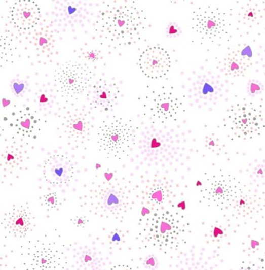 Clothworks - Laurel Burch Basic Heart - Silver Metallic, White