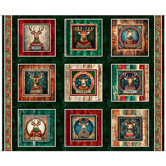 Quilting Treasures - Santa's Workshop - Reindeer Picture Patches, Multi
