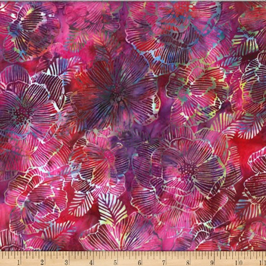Hoffman - Hoffman Challenge '25/'26 Amethyst - Striped Floral, Fuchsia
