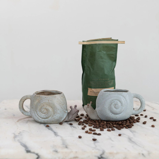 12 oz. Stoneware Snail Shaped Mug (each one varies)