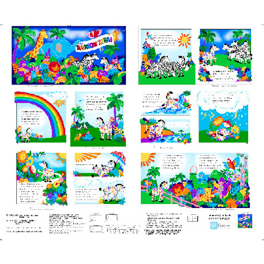 Quilting Treasures - Fabric Book - 36" Rainbow Zebra Book Panel, Multi