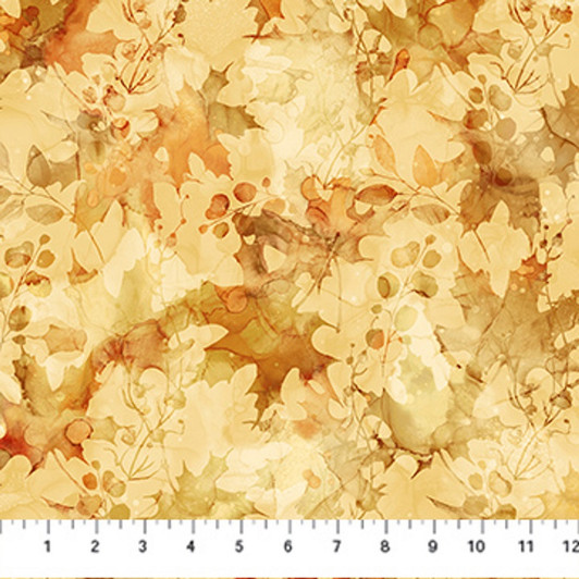Northcott - Autumn Breeze - Leaf Texture, Ochre
