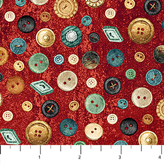 Northcott - Stonehenge Stitchin' - Buttons, Red