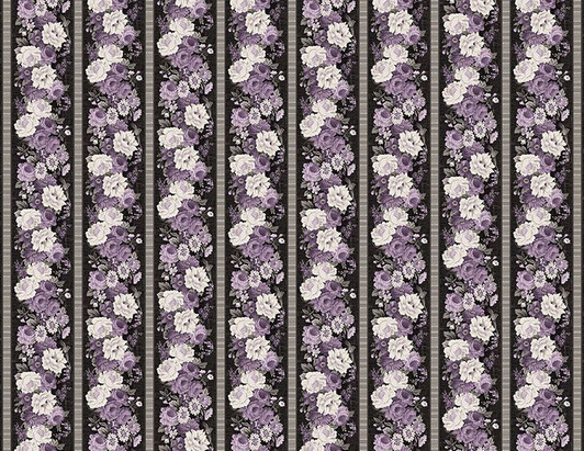 Wilmington Prints - Blackberry Bramble - Border Stripe, Purple
