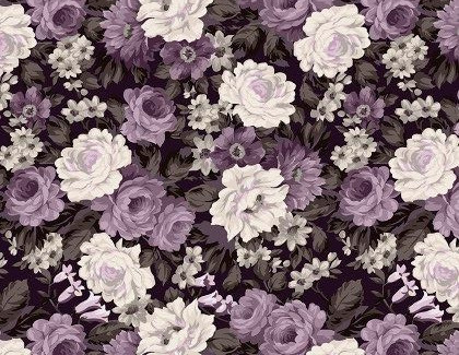 Wilmington Prints - Blackberry Bramble - Packed Floral, Purple