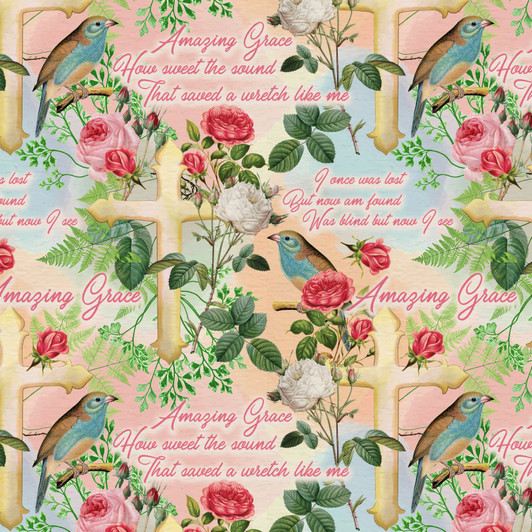 David Textiles - Foust Exclusives - Amazing Grace w/Birds, Multi