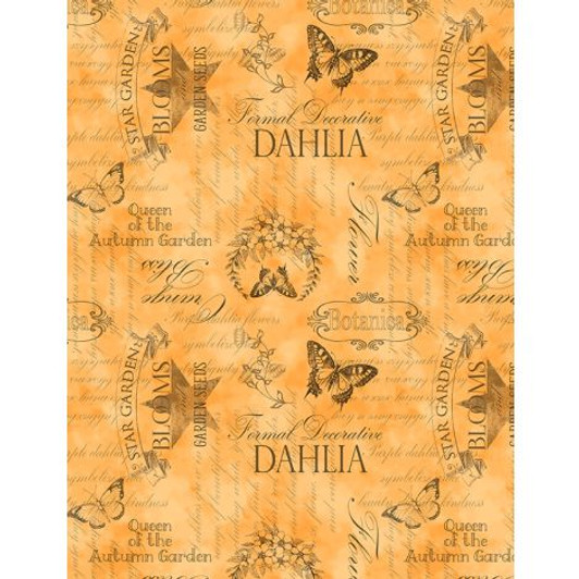 Wilmington Prints - Dahlia Botanica - Ephemera, Orange