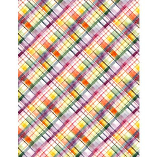 Wilmington Prints - Dahlia Botanica - Diagonal Plaid, Multi