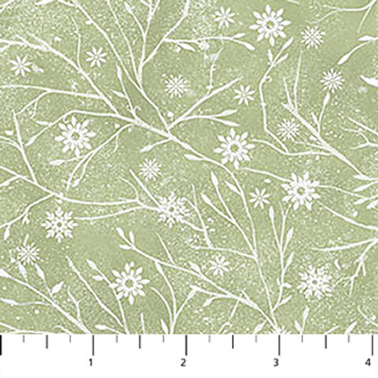 Northcott - The Christmas Mouse Flannel - Twig Blender, Green