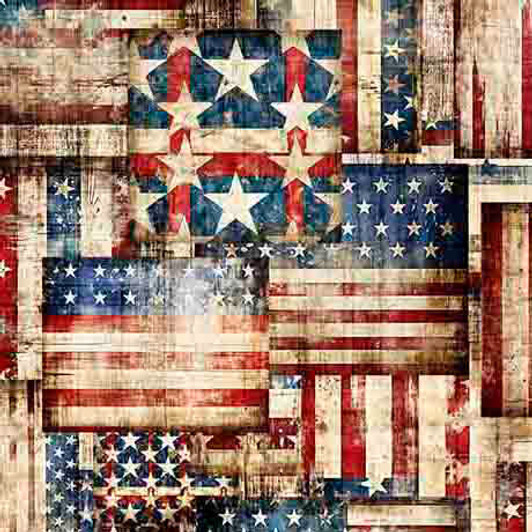 Quilting Treasures - 108" - 1776 Flag Patchwork, Red/Navy