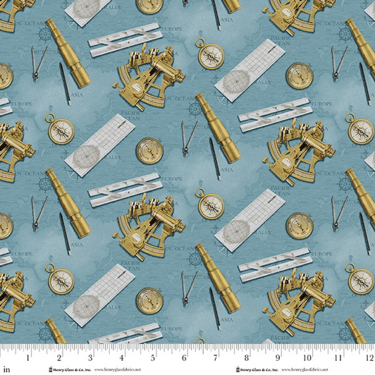 Henry Glass - Coastal Guardians - Nautical Instruments, Blue