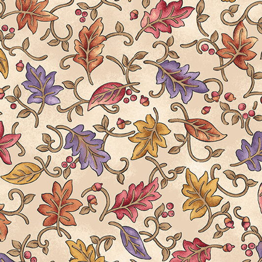 Benartex Traditions - Autumn Breeze - Dancing Leaves, Cream
