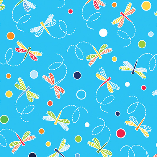 Kanvas Studio - Rainforest Glow - Dragonflies & Dots, Medium Turquoise