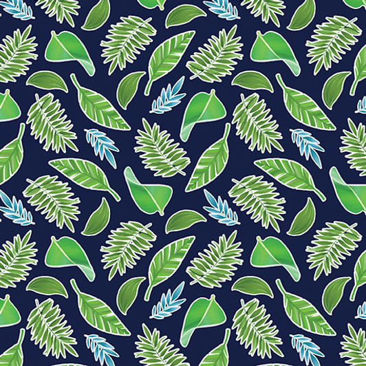Kanvas Studio - Rainforest Glow - Tropical Leaves, Navy