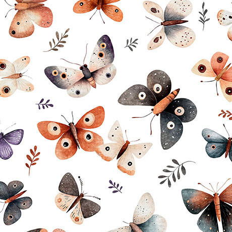 Quilting Treasures - Night Owls - Foliage, White