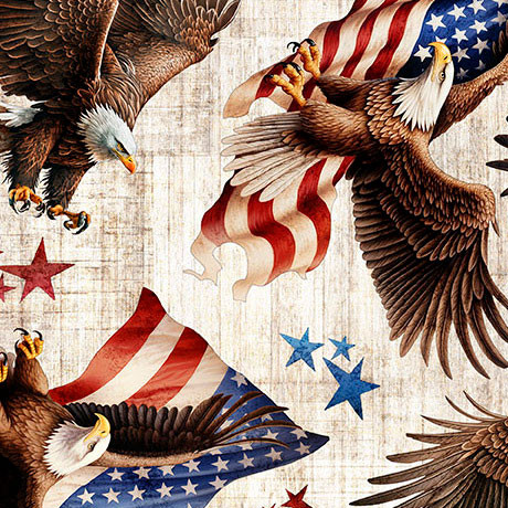 Quilting Treasures - 1776 - American Eagle & Flag Toss, Birch